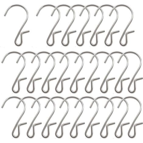 Lntyq Lot de 25 crochets en forme de S, crochets en métal en forme de S, cintres en métal, crochets de décoration de Noël, crochets pour lumières de fête, adaptés pour suspendre des objets