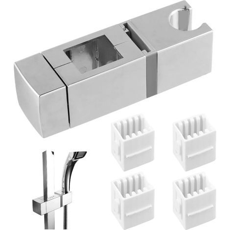 Universal shower holder, adjustable shower head holder, square shower head holder, adjustable diameter, easy to install, hand shower holder suitable for rectangular rails (1/5)
