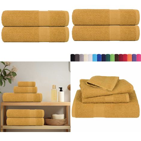 vidaXL Handtücher 2 Stk. Golden 50x100 cm 360 g/m² 100% Baumwolle (1/5)