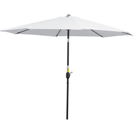 Parasol Jardin Ø295x250 cm Blanc Métal, Inclinable, Manivelle, Démontable