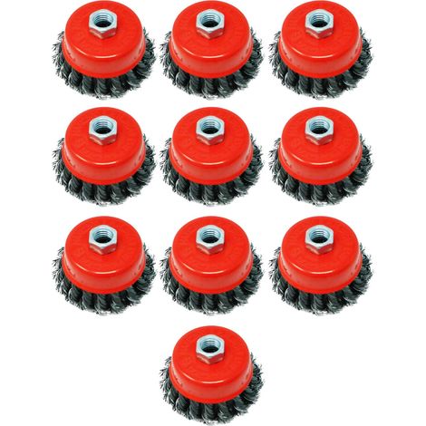 Dapetz ® Twist Knot Wire Cup Brush 3" 75mm for 115mm Angle Grinders M14 Thread for Metal and Stone Working, Cleaning, Surface Preparation and Fabrication Tasks 10X (1/5)