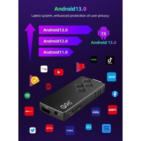 Cellfast – Fire TV stick G96 H313 2G 16G – Clé TV wifi double bande – Android 13 multimédia – Télécommande vocale – Streaming HD