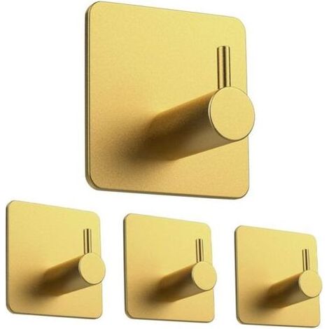 4er-Set selbstklebende Edelstahlhaken – Kein Bohren erforderlich – Für Küche und Bad – Gold (1/4)