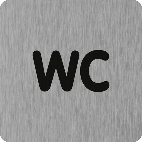 Plaque de porte WC (texte) - Aluminium brosse 100x100mm - 4384214