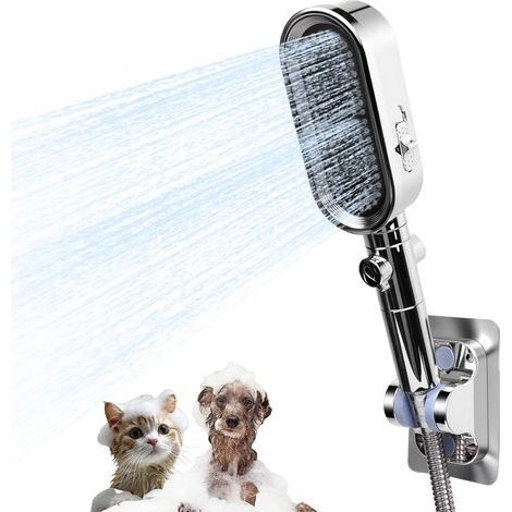 Pet bathing kit, hand shower with 3m hose for bathing, grooming and massage, 3 pressure modes (1/5)
