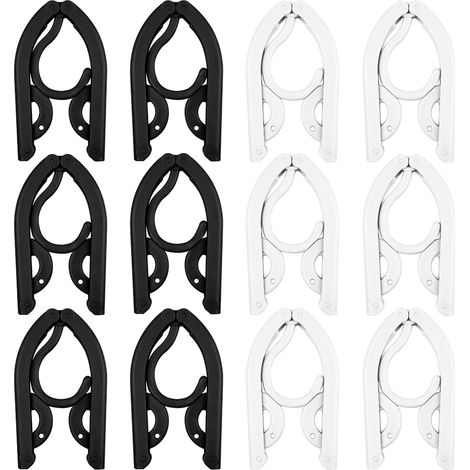 Juego de 12 perchas plegables, 2 colores, perchas de plástico, ahorran espacio, ideales para viajes, el hogar, hoteles, camping y para ir al trabajo.