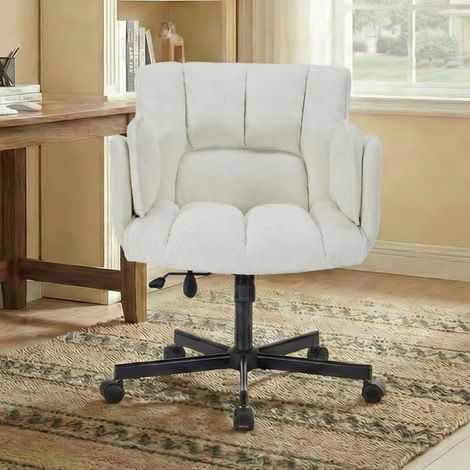 Chaise bureau pivotante beige tissu, accoudoirs HAVRYA (1/3)