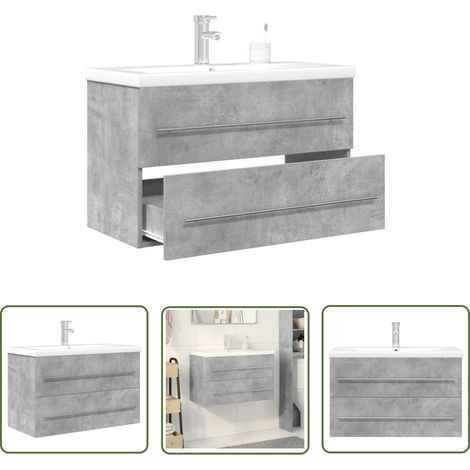 vidaXL Ensemble de meubles de salle de bain 2 pcs gris béton (1/5)