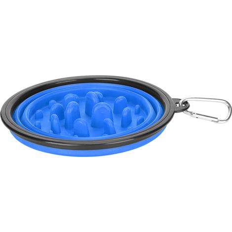 Gamelle pour chien, mangeoires lentes portables, bols d'eau, plat de voyage pour petits et grands chiens, bleu (1/5)