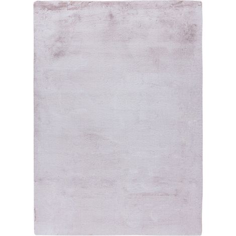 Tappeto a pelo corto Raika in morbido poliestere rosa e bianco (1/4)