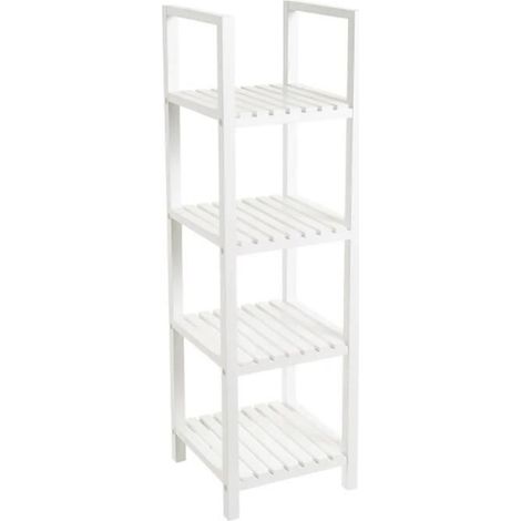 Étagère de rangement - JUANIO - JUANIO - 4 étagères carrées - MDF blanc - 31 x 31 x 102 cm (1/4)