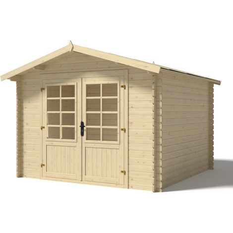 Casetta da giardino in legno - 9m2 - 3x3m - 28mm - colore: naturale - DOM530 (1/5)