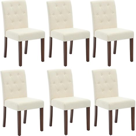 Lot de 6 Chaises de Salle à Manger Capitonnées - Style Parsons - Dossier Haut et Pieds en Bois Massif (1/5)