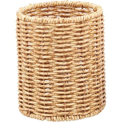 Runder Stiftehalter in Rattanoptik, zylindrischer Halter für Gelstifte – 12,50 x 10,00 x 10,00 cm (1/4)