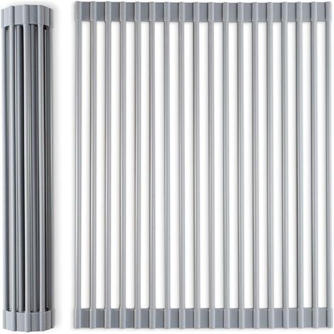 BUNTHAUS Égouttoir à Vaisselle Pliable Silicone recouvert d'acier Inoxydable 52x33cm, Ensoleillé (1/5)