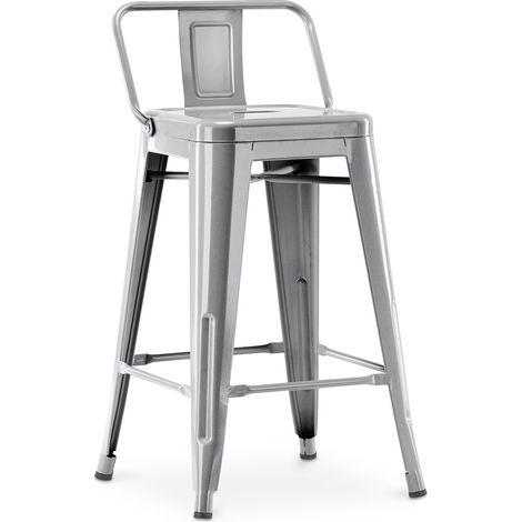 Bar Stool with Backrest - Industrial Design - 60cm - New Edition - Stylix Steel (1/5)