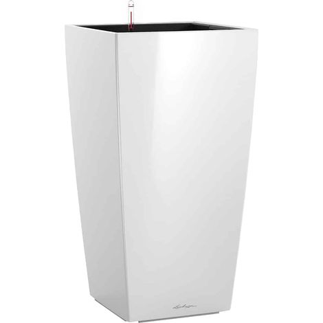 Pot de Fleurs d'Interieur – Premium Cubico – Réserve d'Eau Intégrée – Coloris Blanc – 22 x 22 x 41 cm (1/5)