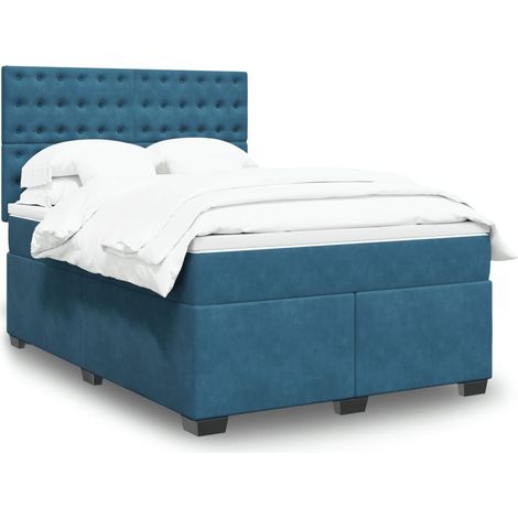 Boxspringbett mit Matratze Blau 160x200 cm Samt vidaXL (1/5)