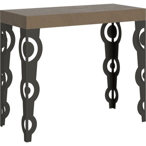 Consolle Allungabile 90-300x40x77 cm Karamay Premium Tortora Telaio Antracite