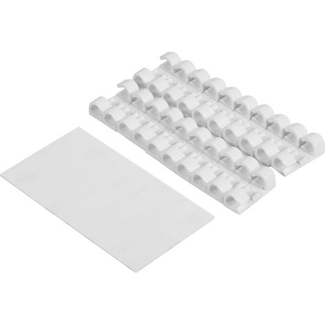 Lot de 20 clips de gestion de câbles autocollants blancs (1/3)