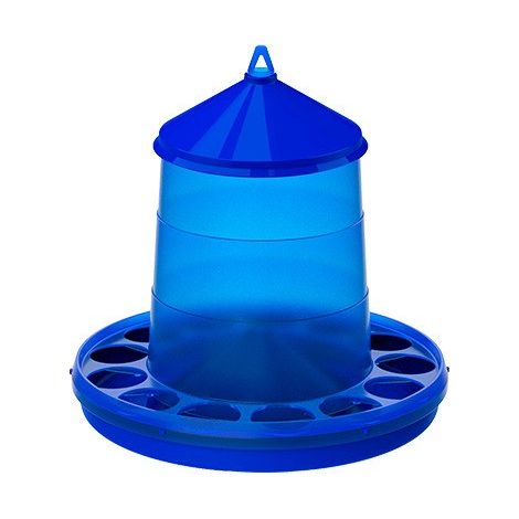 Tolva comedero plástico gallinas 16 Kg, 46x46x63 cm, azul
