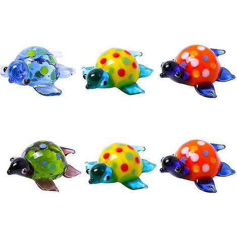 Lot de 6 figurines de tortues en verre
