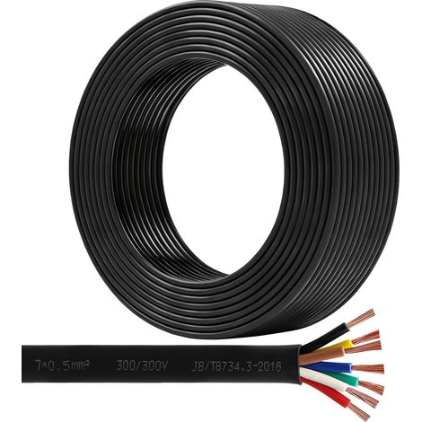 Cable pour Remorque 7 Fils 5m Câble Electrique Remorque 7 Core Noir pour Caravane Camion Industrie (7 Fils) (1/5)