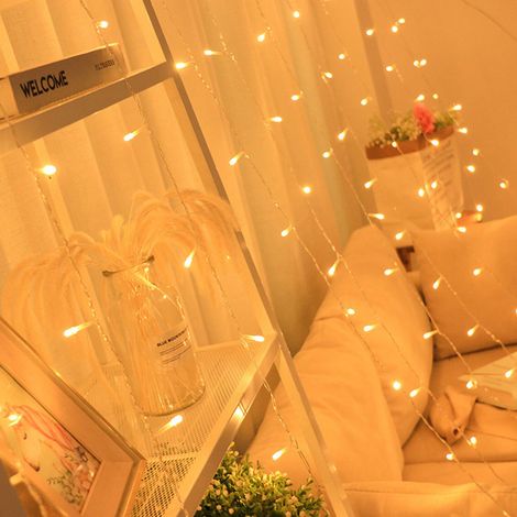 Guirlande lumineuse LED étanche 3 x 2 m, 240 LED, en forme de barre de glace, pour rideaux de fenêtre, décoration de Noël intérieure, blanc chaud, prise UE 220 V (1/5)