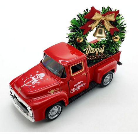 XEPHO Deco Noel, Rouge Camion en Métal pour Table, Deco Noel Interieur Maison Créatif Cadeau Décoration de Noël pour Fête Cuisine Cheminée