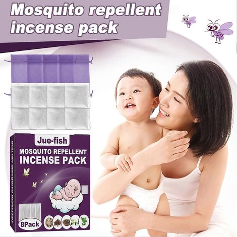 Lot de 8 bâtonnets d'encens anti-moustiques en sachets désodorisants avec sac en ficelle. Efficace en extérieur et en intérieur. Longue durée. (1/5)