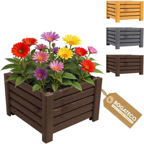 Jardinière Haute Bois Bogateco 38x38x25 cm Géotextile Brun Foncé (1/5)