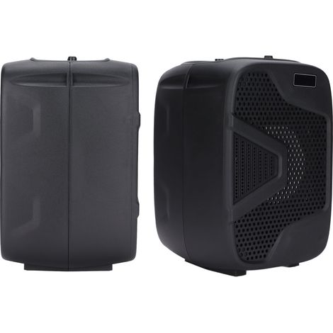 Mini enceinte portable Bluetooth 5.0 avec LED et radio FM intégrée pour soirées karaoké.