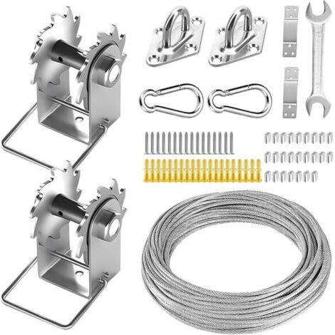 Le kit de matériel de Voile d'ombrage Comprend des treuils et Un câble métallique, kit de matériel en Acier Inoxydable antirouille pour Installation de Voile d'ombrage rectangulaire carrée