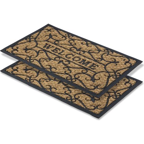 Paillasson Welcome Lot de 2 45 x 75 cm en coco et caoutchouc (1/5)