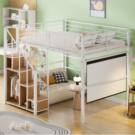 letto salvaspazio 140x200 guardaroba metallo bianco OKMYHOME (1/5)