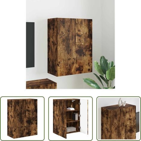 Wandmontierter Schrank - TV-Wandschrank Wandmontiert Geräucherte Eiche 59,5 x 31 x 80 cm (1/5)