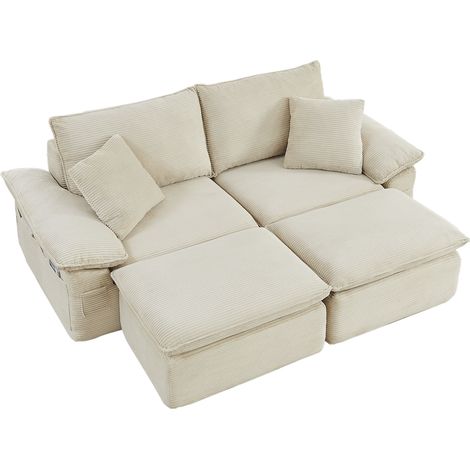 Canapé 2 places sans structure et sans montage – Cloud Couch moelleux, option de canapé de sol modulaire avec repose-pieds, poches de rangement, pour salon et bureau, utilisable comme fauteuil-lit con (1/5)