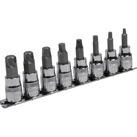 Sealey AK65601 Premier Lock-On™ Hex Socket Bit Set 3/8"Sq Drive 8pc