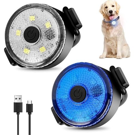 2 Hundelichthalter LED-Blinklicht Haustiersicherheitsbeleuchtung LED-Blinklicht Hundelichthalter wiederaufladbar mit 3 Blinkmodi für nächtliche (1/5)