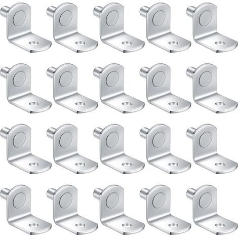 20 Pièces Chevilles de Support Étagère Métal L Forme, 5mm Support Équerre, Consoles et Taquets pour Étagères pour Meuble Armoire Placard Bibliothèque (1/5)
