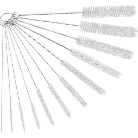 Brosses de nettoyage, lot de 12 brosses pour pailles, goupillon en nylon de 21 cm de long, brosse pour éléments filtrants, brosse de nettoyage pour pailles, petite brosse de nettoyage blanche (1/5)