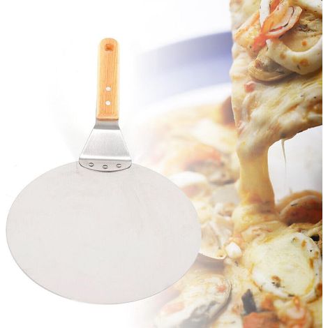 Pizzaschaufel, Pizzaschieber mit Großer Oberfläche und Holzgriff Pizza Schaufel Metall Edelstahl Brotschieber Pizza Schieber Necessary Zubehör für Pizzabäcker und Brotbackautomater