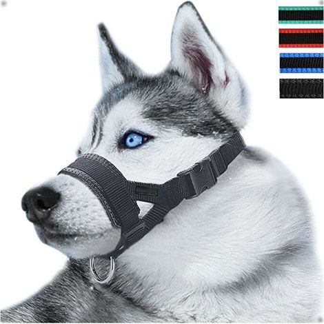 (L,Noir) Muselière en Nylon Réglable pour Chiens, Museliere Anti Aboiement Anti-Morsure (1/5)