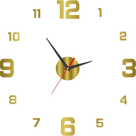 Horloge Murale Acrylique 3D Dorée 40cm Silencieuse Sans Cadre DIY Lumineuse Moderne pour Salon Chambre Bureau Décoration Intérieure Élégante (1/3)