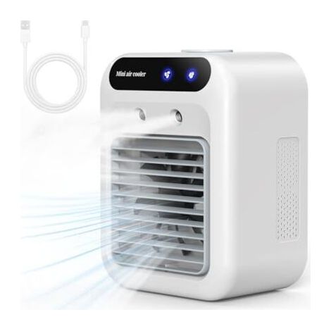 Climatiseur Portable, Climatiseur Mobile Silencieux, Refroidisseur d'air de 500 ml, Rafraichisseur d'air, 2 Vitesses, 2 Modes de Brumisation, Mini Climatiseur Adapté à la Coucher, Bur