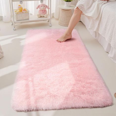 Grauer Hochflorteppich fürs Wohnzimmer – 1 Stück – Weiche Fasern und Schaumstoff – Rutschfest, waschbar, flauschig – Ideal für Kinderzimmer oder Flur – 60 x 120 cm (1/5)