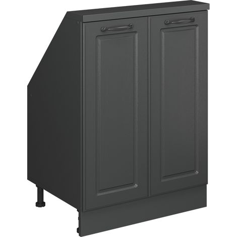 Dachschrägenschrank Rion, Anthrazit Landhaus/Anthrazit, mit 2 Türen, Vicco