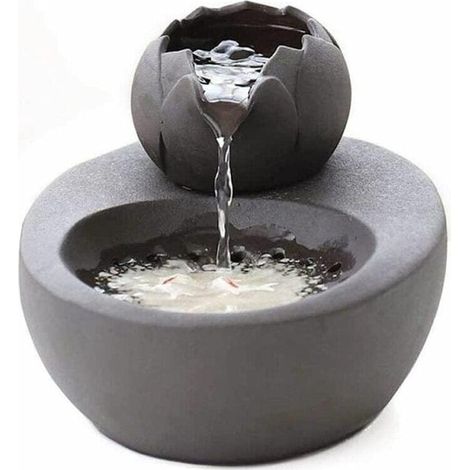 Brique d'alimentation pour chat Fontaine d'eau pour animaux domestiques en céramique Lotus Fontaine d'eau verticale pour chat Filtre automatique (1/5)
