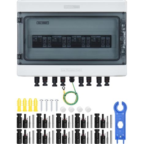 Protection surtension DC PV 4 chaines boitier de connexion solaire pour 4 modules solaires 500W systeme solaire balcon disjoncteur DC 25A installation PV (1/5)