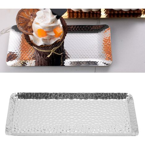 Handtuchablage/Geschirrhalter/Serviettenablage 25 x 11 cm, gehämmert, silberfarben (1/5)